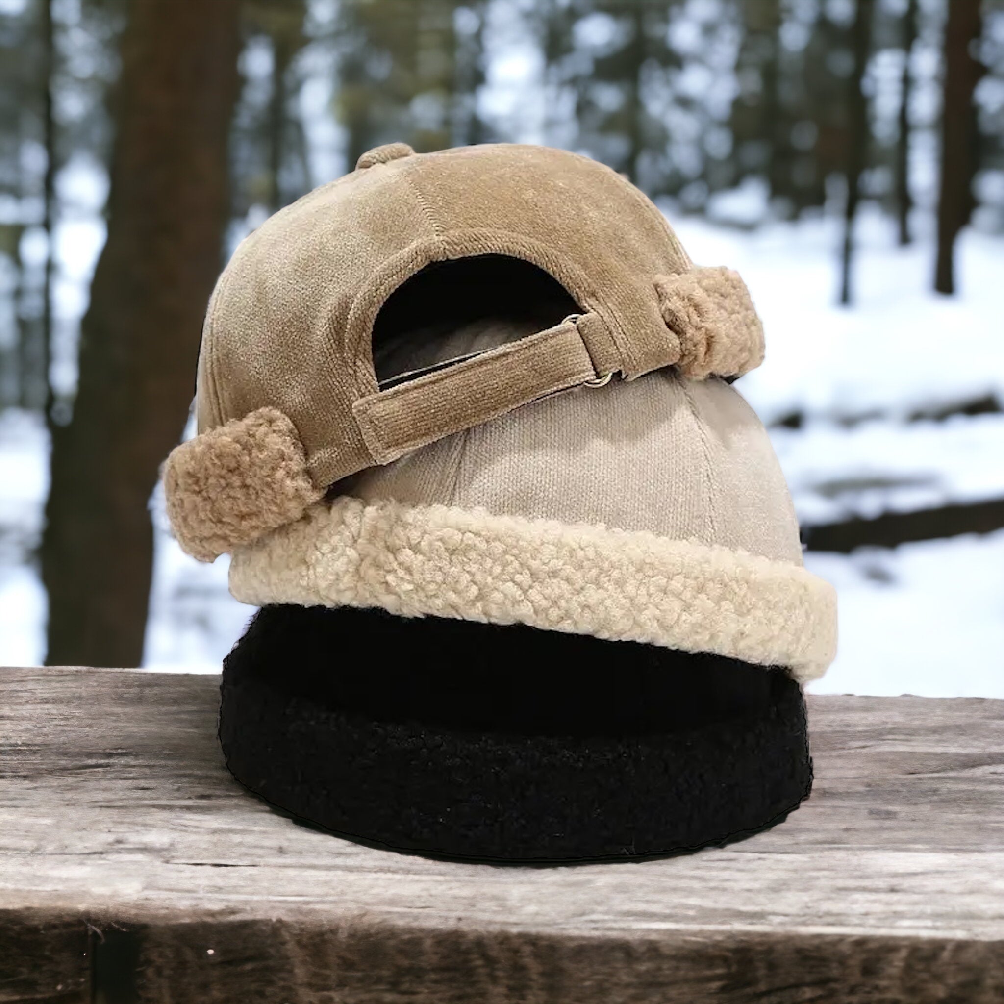 THISIS8 – Minimalistische Unisex Fisherman Mütze mit Teddyfutter | Stylische Wintermütze