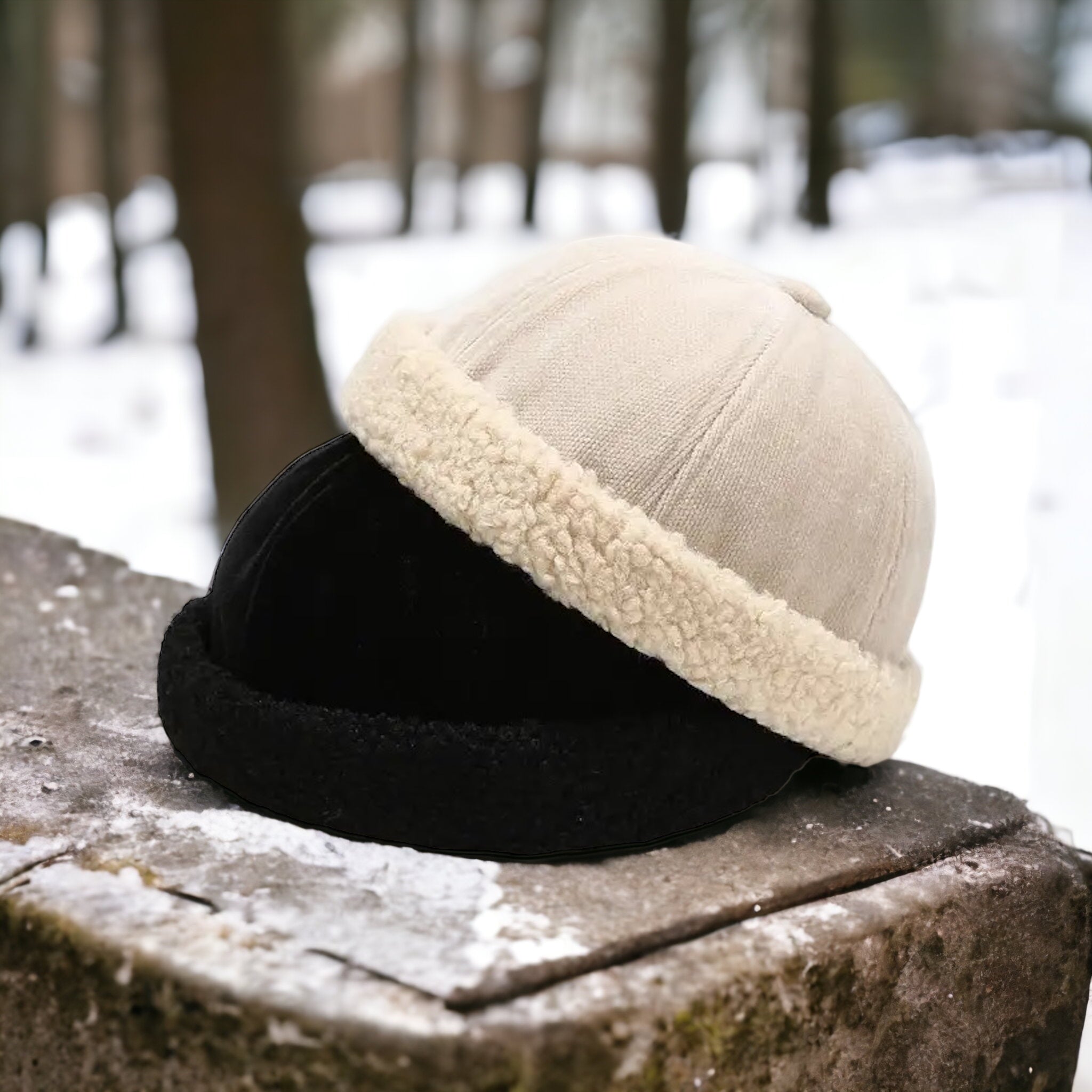 THISIS8 – Minimalistische Unisex Fisherman Mütze mit Teddyfutter | Stylische Wintermütze